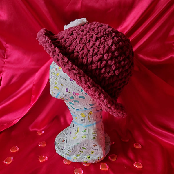 FLUFFY CROCHET HEART HAT