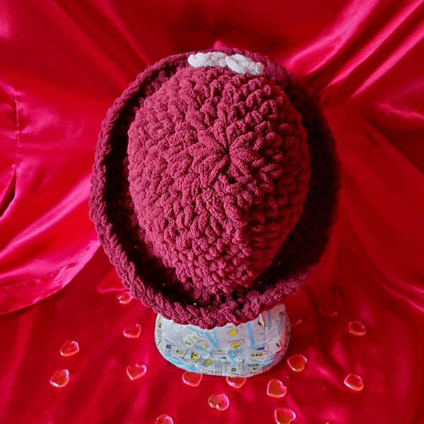 FLUFFY CROCHET HEART HAT