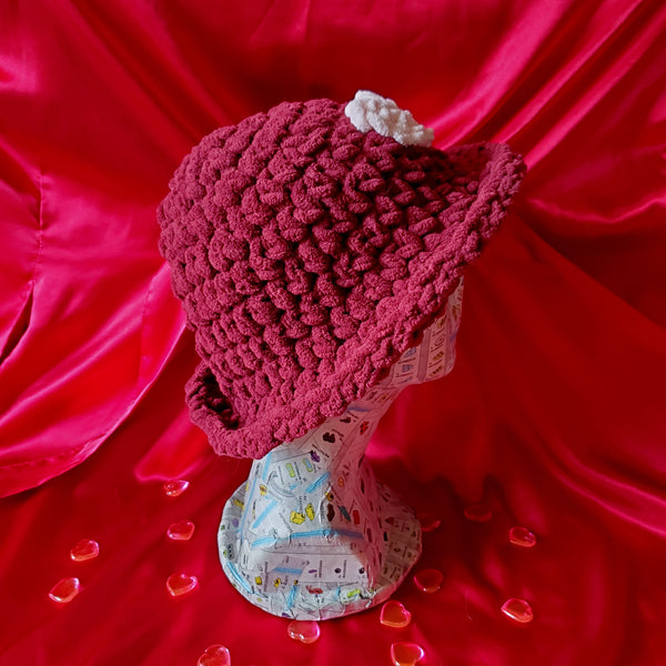 FLUFFY CROCHET HEART HAT