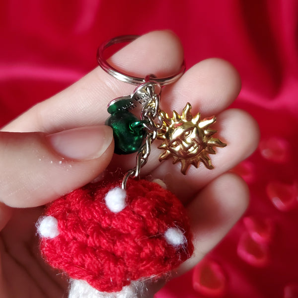 CROCHET RED MUSHROOM KEYCHAIN