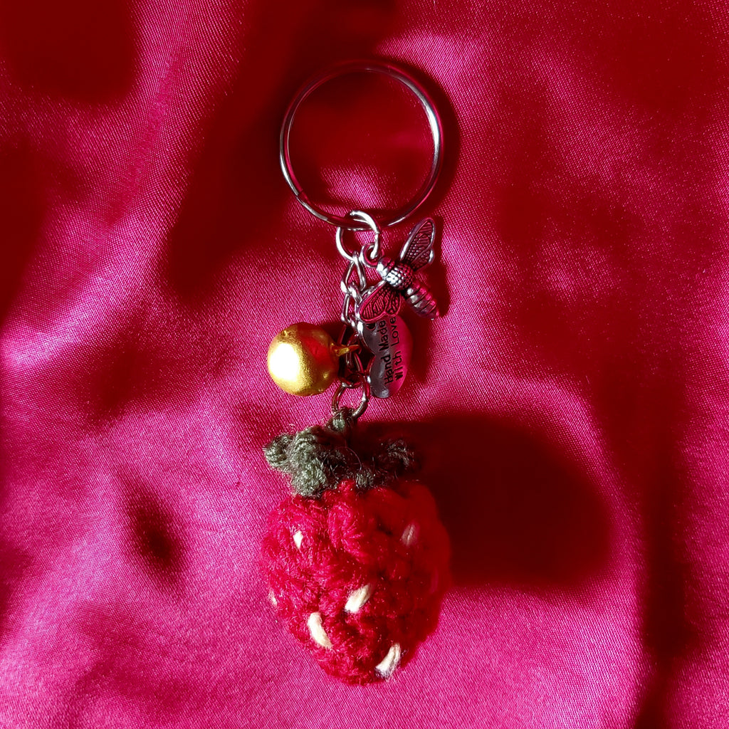 Yummy strawberry keychain, This is a tiny key ring I crotch…